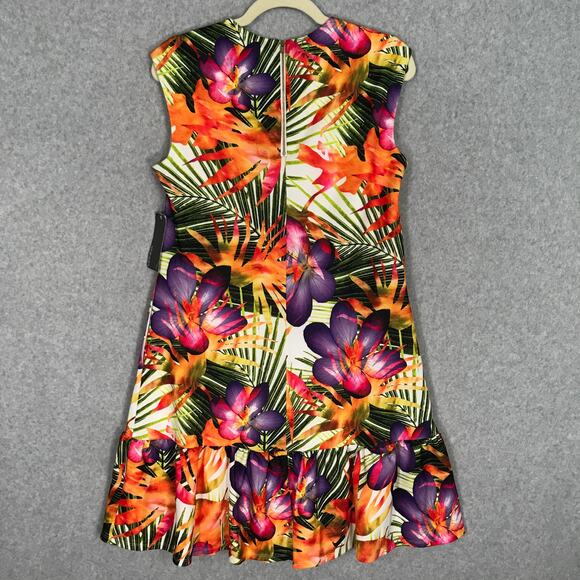 Donna Ricco Dress Womens Sz 4 Tropical Tiered Ruffle Vacation Pockets Sleeveless - Picture 12 of 14